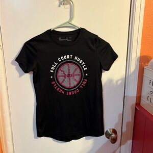 Under Armor Black Graphic T-Shirt with Basketball Design